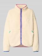 Jake*s Casual Relaxed Fit Teddyjacke mit Stehkragen in Ecru, Größe L