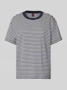 Stefanel T-Shirt mit Streifenmuster und Rundhalsausschnitt in Bleu Mel...