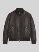 BOSS Regular Fit Lederjacke mit Stehkragen Modell 'MANDER' in Dunkelbr...