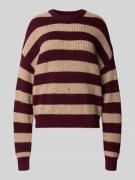 Review Oversized Strickpullover mit Streifenmuster in Rostrot Melange,...