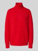 Jake*s Casual Strickpullover mit Stehkragen in Kirsche, Größe M