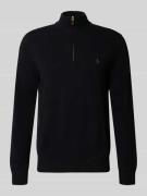 Polo Ralph Lauren Strickpullover aus Wolle mit Stehkragen und Reißvers...