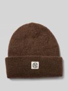 MSCH Copenhagen Beanie mit Alpaka-Anteil und Label-Patch in Dunkelbrau...