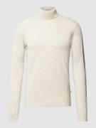 Casual Friday Rollkragenpullover aus Woll-Mix in Beige, Größe 3XL