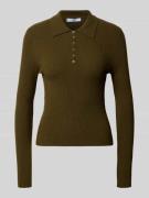 Mango Slim Fit Strickshirt mit Woll-Anteil Modell 'TWENTIES' in Khaki,...