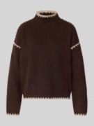 Stefanel Strickpullover mit Stehkragen in Dunkelbraun, Größe M