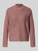 comma Strickpullover aus Viskose-Mix mit Stehkragen in Mauve, Größe 34