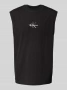 Calvin Klein Jeans Top mit Label-Stitching in Black, Größe M