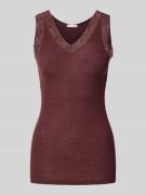 Hanro Tanktop mit Spitzenbesatz in Mittelbraun, Größe L