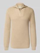 Blend Troyer mit Label-Detail Modell 'DENO' in Beige, Größe 3XL