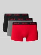 HUGO Regular Fit Trunks aus Baumwoll-Mix im 3er-Pack in Black, Größe M