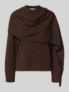 Jake*s Collection Strickpullover mit Schal in Dunkelbraun, Größe L