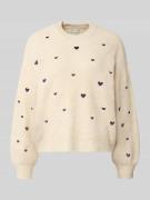 Apricot Strickpullover mit Rundhalsausschnitt und Stitchings in Sand, ...