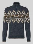 Lerros Regular Fit Strickpullover mit Troyer-Kragen in Dunkelblau, Grö...