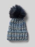 Kurt Beines Strickmütze mit Woll-Anteil und Bommel in Blau, Größe 1
