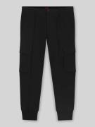 HUGO Tapered Fit Stoffhose mit Bundfalten Modell 'GALVIN241' in Black,...