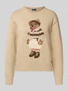 Polo Ralph Lauren Strickpullover mit Motiv in Beige Melange, Größe L
