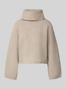 Zero Boxy Fit Rollkragenpullover in Ripp-Optik in Beige, Größe L