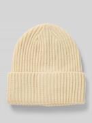 Pieces Beanie aus Rippstrick Modell 'HEXO' in Sand, Größe 1
