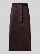 Zero Midirock in Leder-Optik mit Bindegürtel in Pflaume, Größe 42