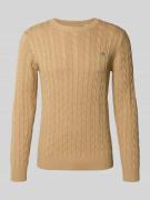 Gant Strickpullover mit gerippten Abschlüssen in Beige Melange, Größe ...