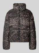 Jake*s Casual Steppjacke im Animal-Look mit Stehkragen in Dunkelbraun,...