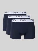 Emporio Armani Trunks im 3er-Pack mit Logo-Bund in Dunkelblau, Größe L