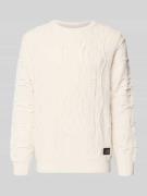 CARLO COLUCCI Regular Fit Strickpullover mit Strukturmuster in Offwhit...