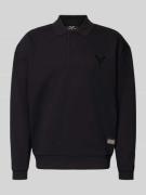 CARLO COLUCCI Oversized Sweatshirt mit Polokragen in Black, Größe L