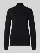 More & More Rollkragenpullover aus Viskose-Mix mit Label-Detail in Bla...