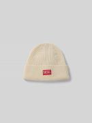 Diesel Beanie mit Label-Detail in Offwhite, Größe 1