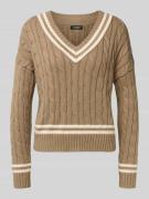 Lauren Ralph Lauren Strickpullover mit Zopfmuster und V-Ausschnitt Mod...
