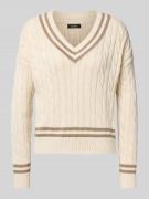 Lauren Ralph Lauren Strickpullover mit Zopfmuster und V-Ausschnitt Mod...