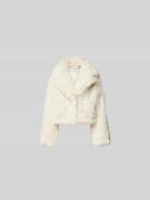 Stand Studio Cropped Jacke aus Kunstfell in Ecru, Größe 40