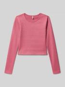 Only Slim Fit Langarmshirt aus Baumwoll-Mix Modell 'TRINNY' in Altrosa...