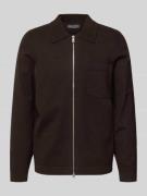 Marc O'Polo Regular Fit Strickjacke aus Schurwoll-Mix in Dunkelbraun, ...