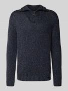 RAGMAN Strickpullover mit Troyer-Kragen in Marine, Größe L