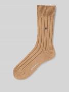 Burlington Socken mit Label-Print in Taupe, Größe 40-46