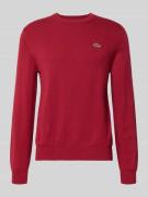 Lacoste Regular Fit Strickpullover aus Baumwoll-Mix in Bordeaux, Größe...