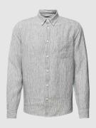 Knowledge Cotton Apparel Regular Fit Leinenhemd mit Brusttasche in Bla...