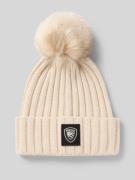 Blauer Usa Strickmütze mit Bommel und Label-Detail Modell 'LIFE' in Be...