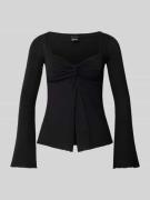 Gina Tricot Longsleeve in Wickel-Optik in Black, Größe L