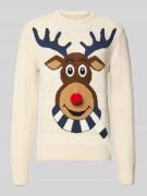 Montego Strickpullover mit gerippten Abschlüssen in Sand, Größe L