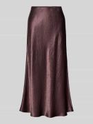 MM Midi-Rock aus Satin Modell 'ALESSIO' in Aubergine, Größe 40