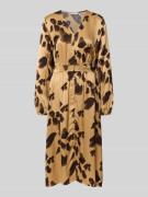 MSCH Copenhagen Midikleid mit V-Ausschnitt Modell 'Clarette' in Cognac...