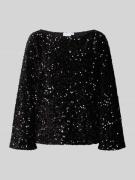 Vila Blusenshirt mit Paillettenbesatz Modell 'FAITH' in Black, Größe M