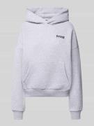 Review Oversized Hoodie mit Label-Print in Hellgrau Melange, Größe L