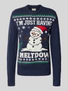Montego Strickpullover im Allover-Look in Marine, Größe L