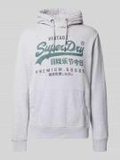 Superdry Hoodie mit Känguru-Tasche in Hellgrau Melange, Größe M