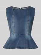 Gestuz Jeansbluse mit geripptem Rundhalsausschnitt Modell 'viva' in Je...